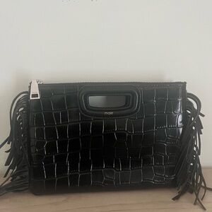 Maje black crocodile bag